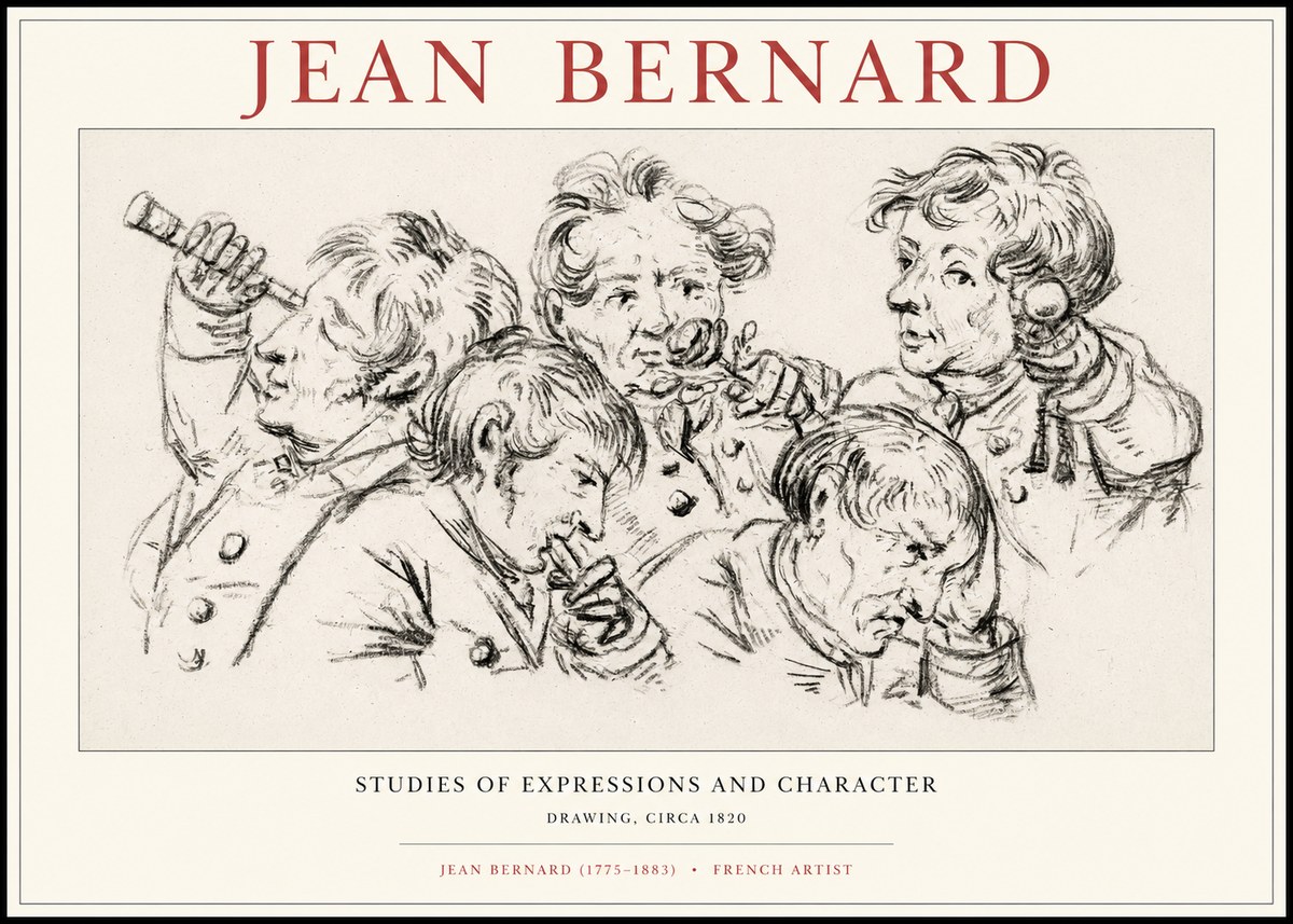 Jean Bernard Studies of Expressions and Character No1 - Affiche
