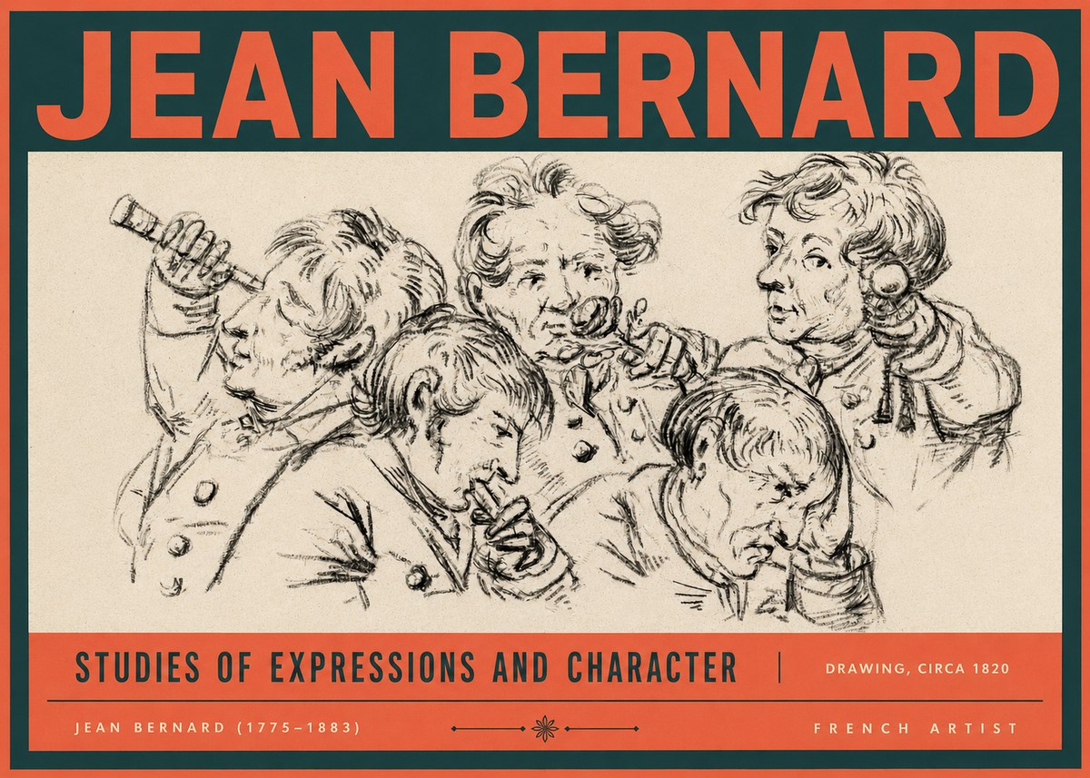 Jean Bernard Studies of Expressions and Character No2 - Affiche