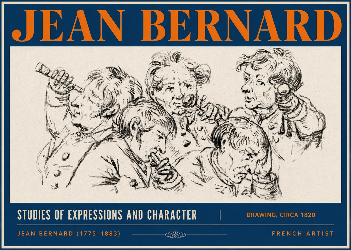 Jean Bernard Studies of Expressions and Character No3 - Affiche