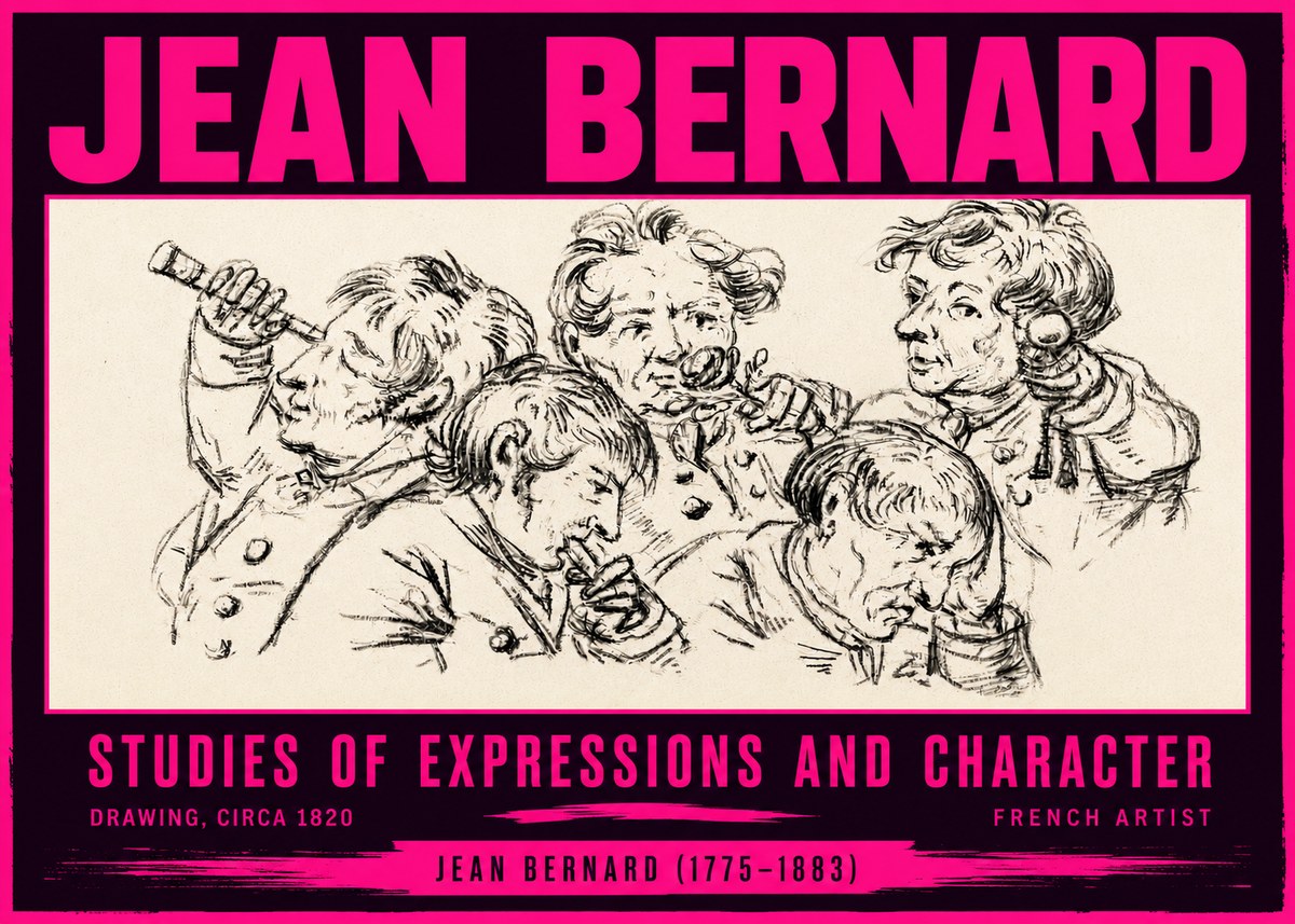 Jean Bernard Studies of Expressions and Character No4 - Affiche