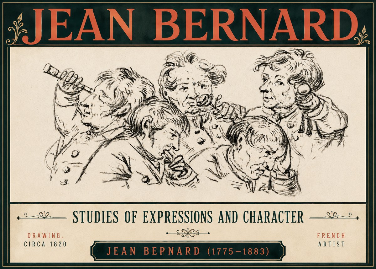 Jean Bernard Studies of Expressions and Character No6 - Affiche