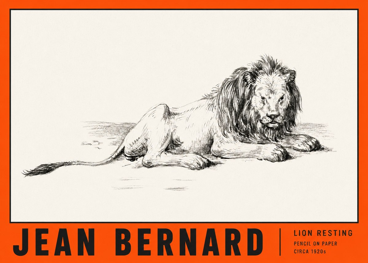 Jean Bernard Lion Resting No2 - Affiche