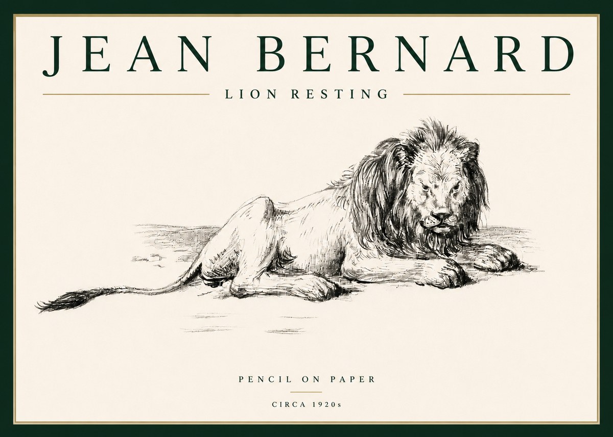 Jean Bernard Lion Resting No4 - Affiche