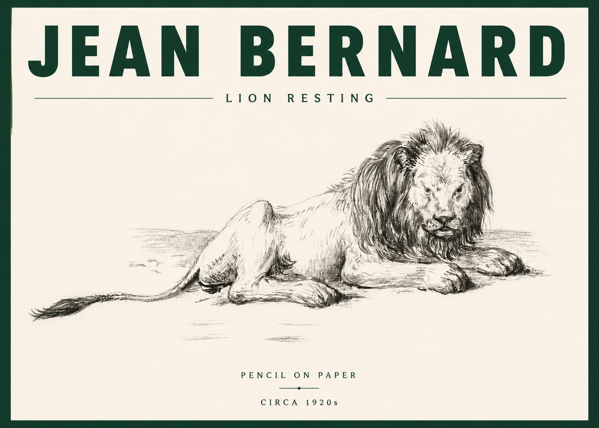 Jean Bernard Lion Resting No6 - Affiche