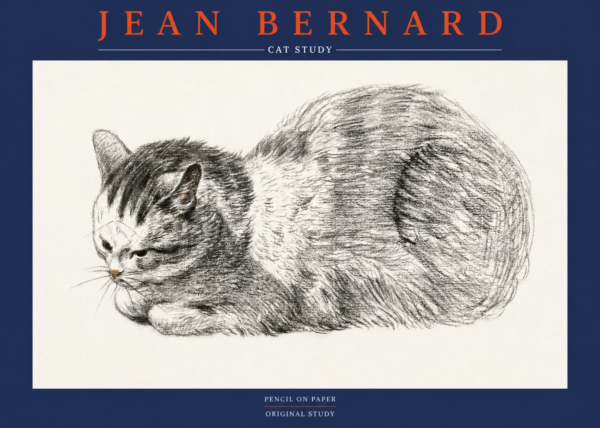 Jean Bernard Cat Study X No2 - Affiche