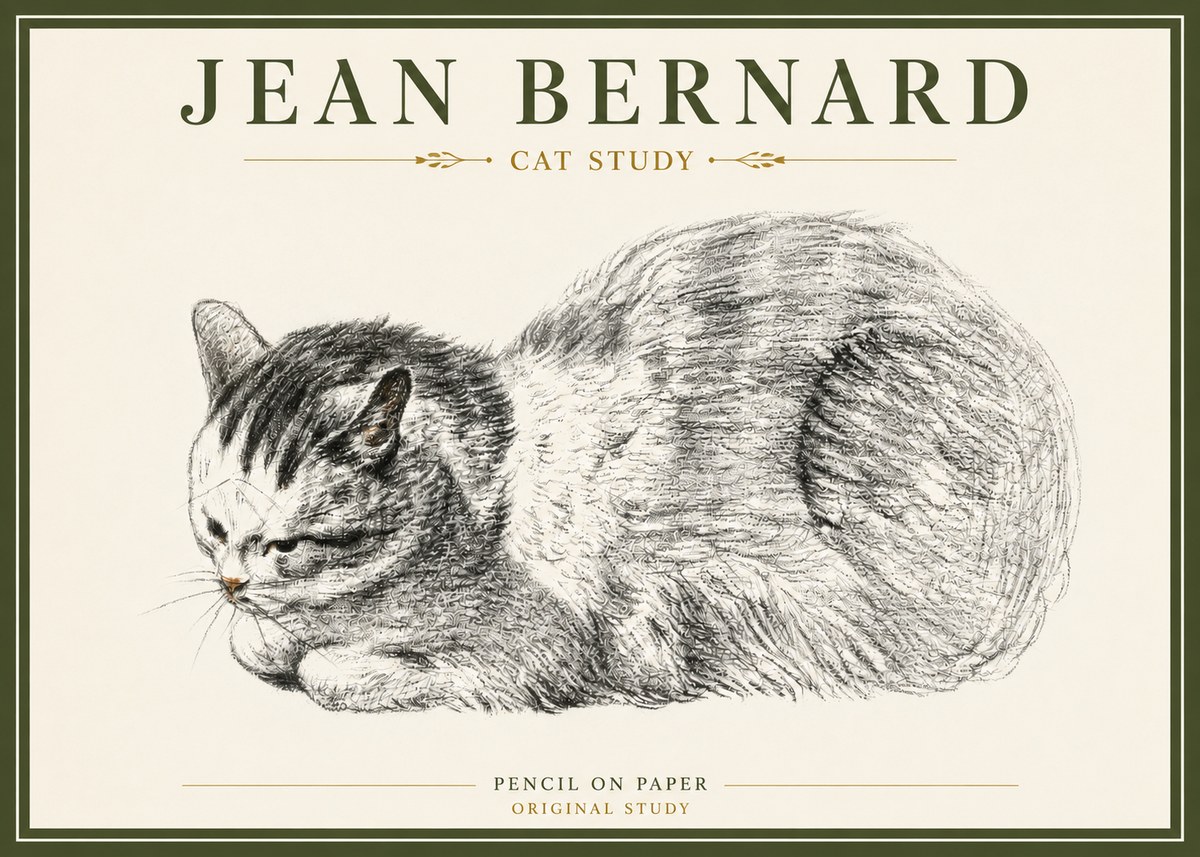 Jean Bernard Cat Study X No4 - Affiche