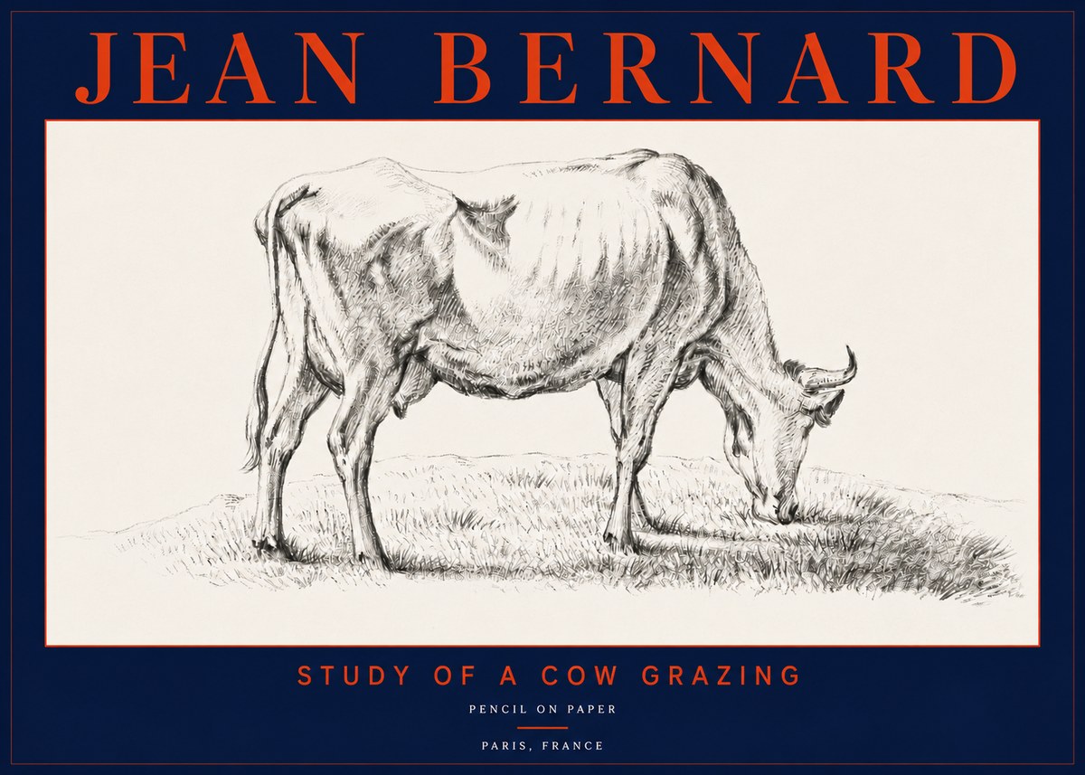 Jean Bernard Study of a Cow Grazing II No5 - Affiche