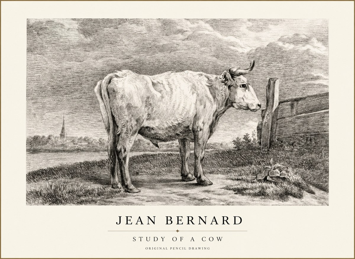 Jean Bernard Study of a Cow XV No1 - Affiche
