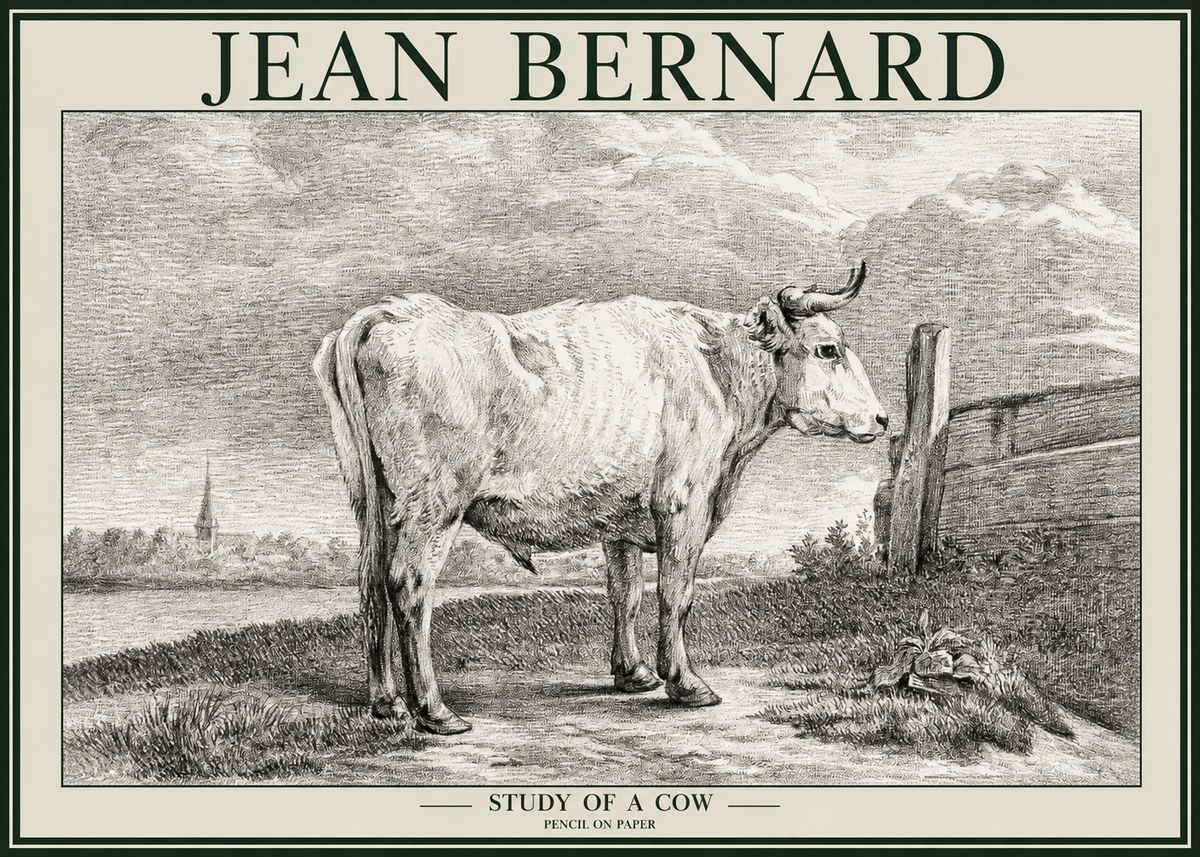 Jean Bernard Study of a Cow XV No2 - Affiche