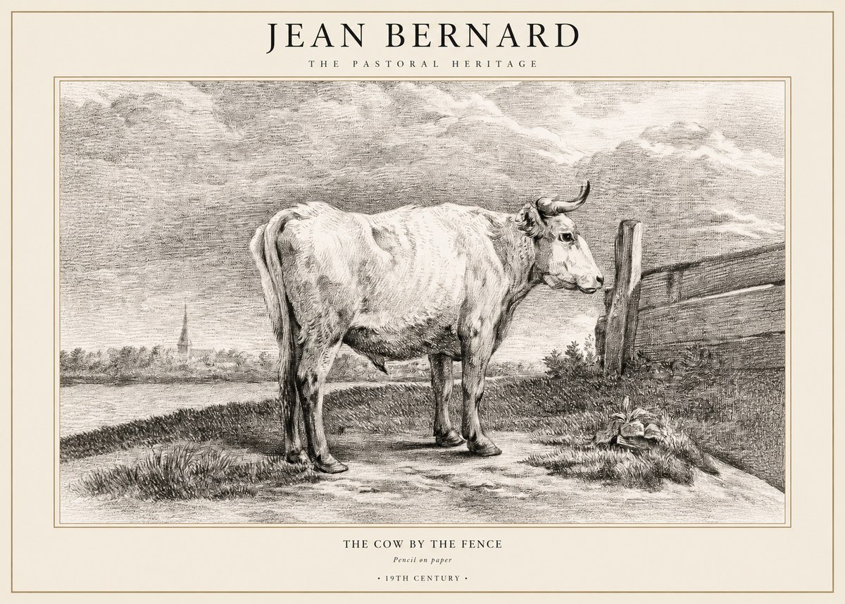 Jean Bernard Study of a Cow XV No3 - Affiche