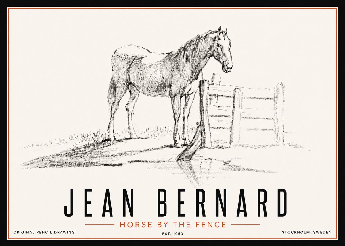 Jean Bernard Horse by the Fence No5 - Affiche