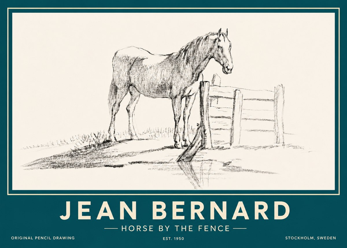 Jean Bernard Horse by the Fence No6 - Affiche