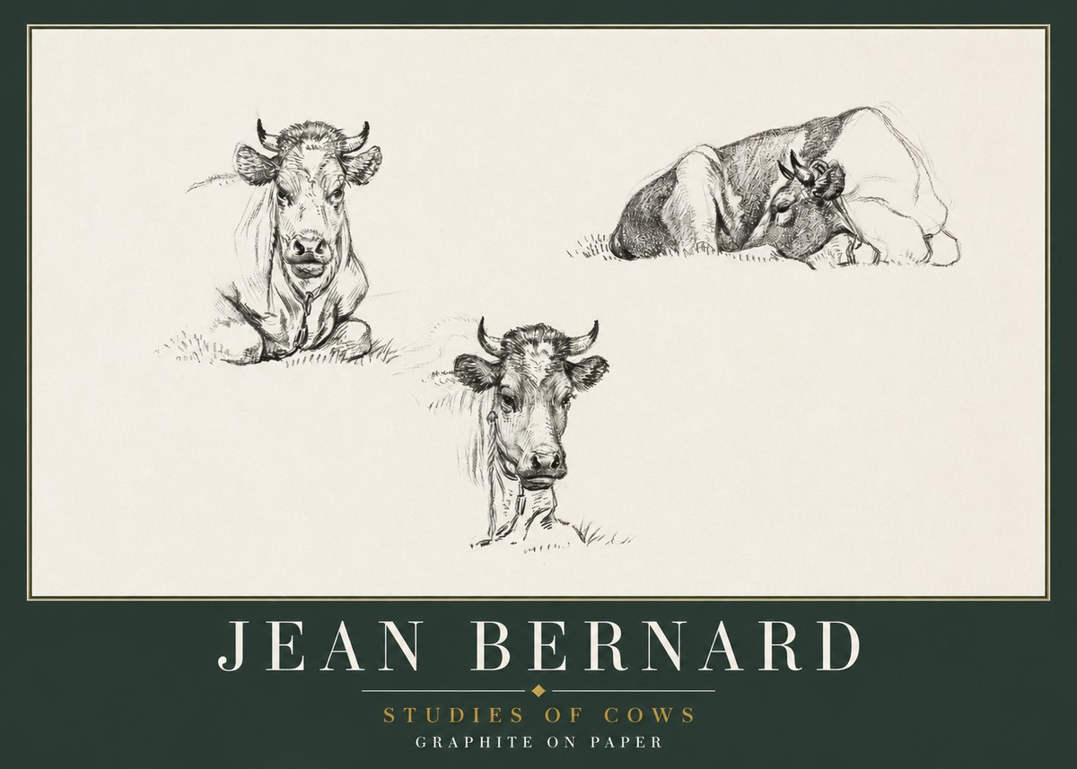 Jean Bernard Studies of Cows II No2 - Affiche