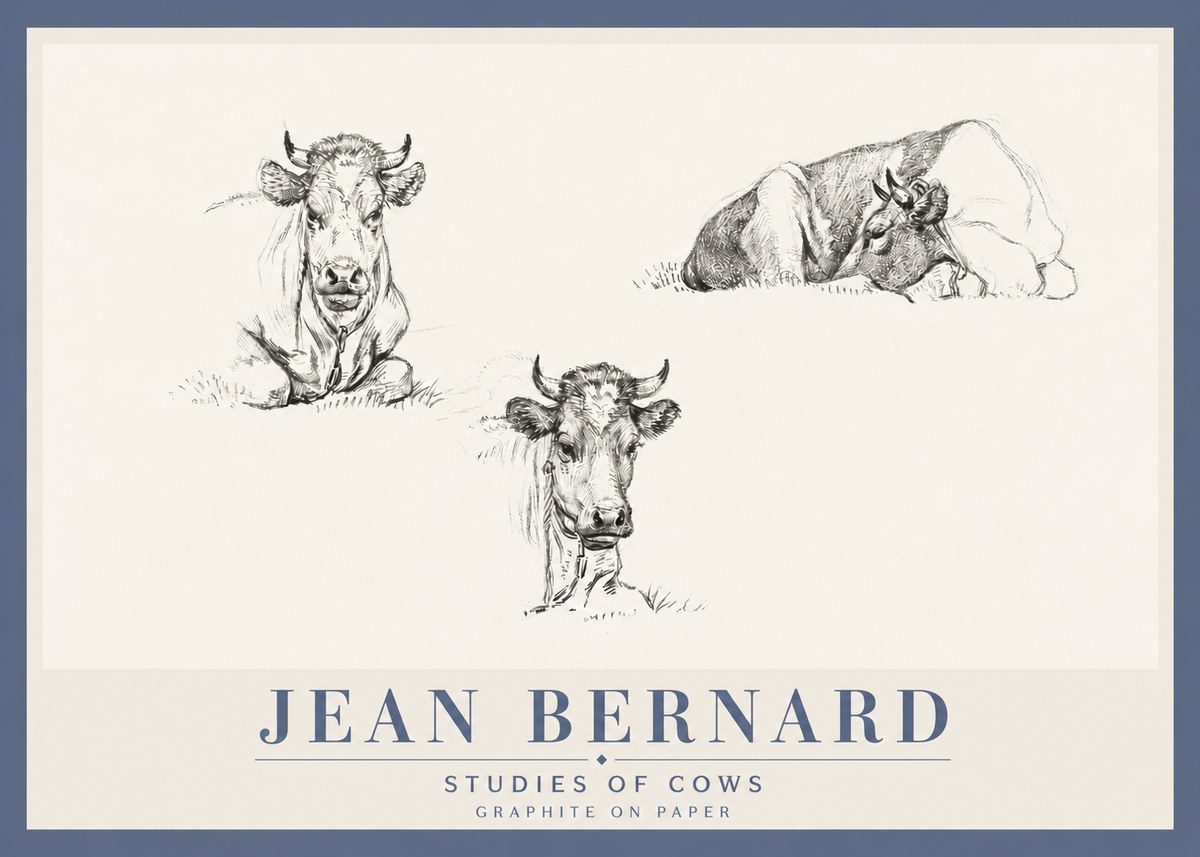Jean Bernard Studies of Cows II No4 - Affiche