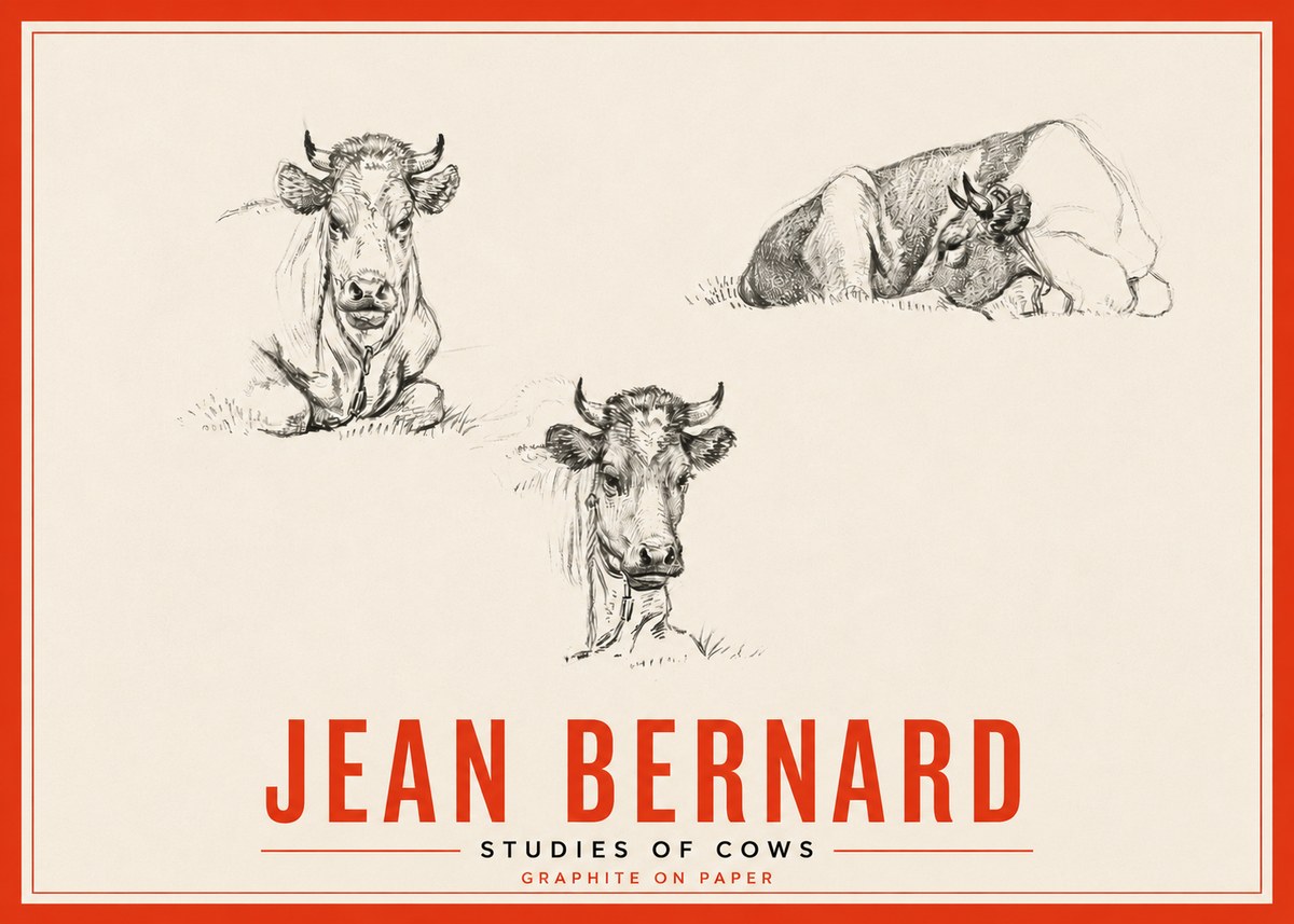 Jean Bernard Studies of Cows II No5 - Affiche