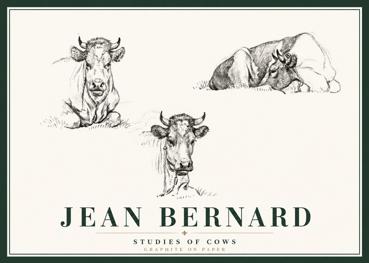 Jean Bernard Studies of Cows II No6 - Affiche