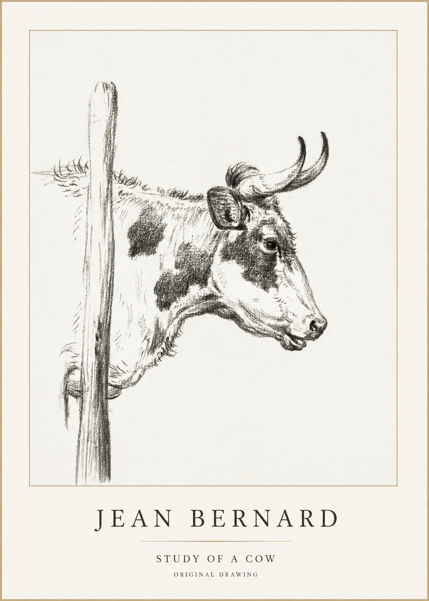 Jean Bernard Study of a Cow XVII No1 - Affiche