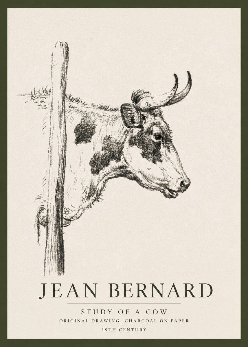 Jean Bernard Study of a Cow XVII No3 - Affiche