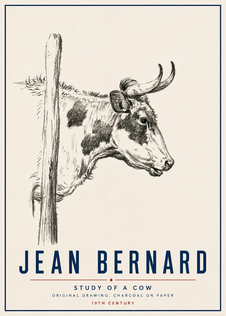 Jean Bernard Study of a Cow XVII No5 - Affiche