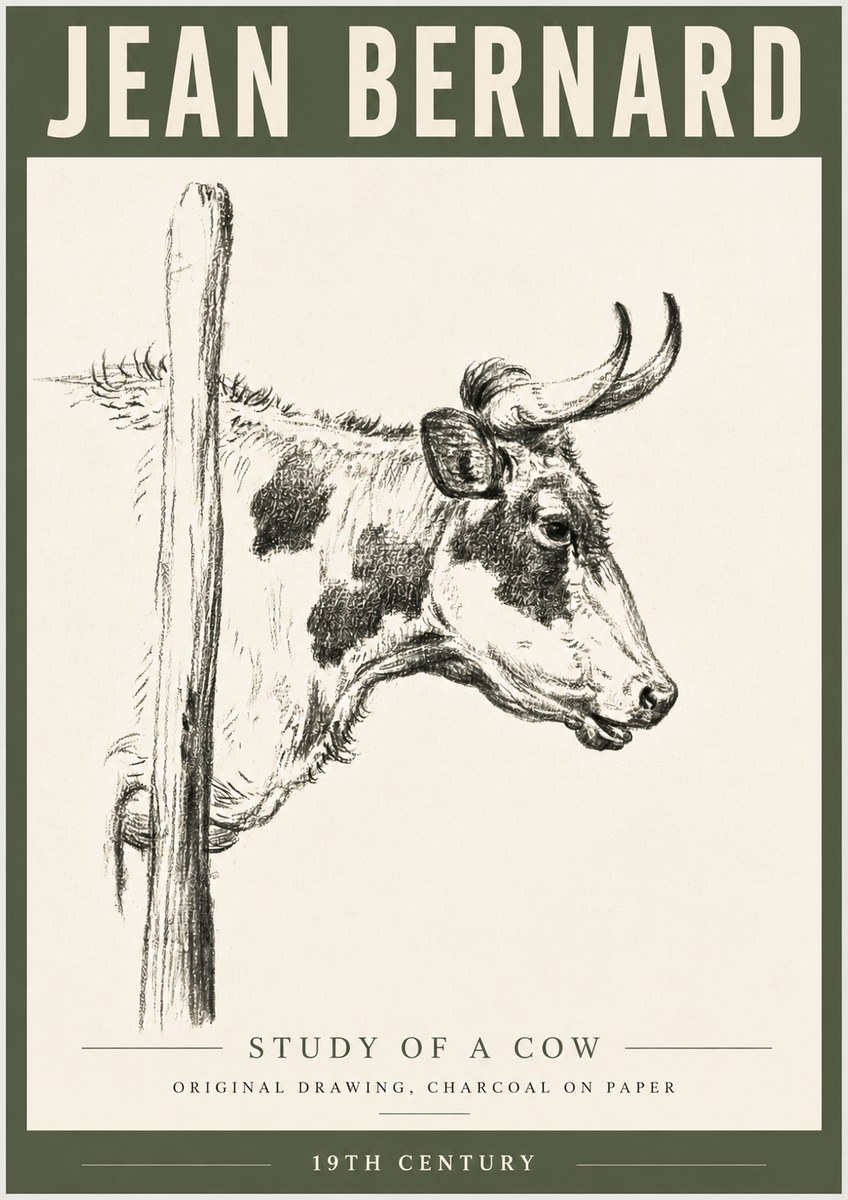 Jean Bernard Study of a Cow XVII No6 - Affiche