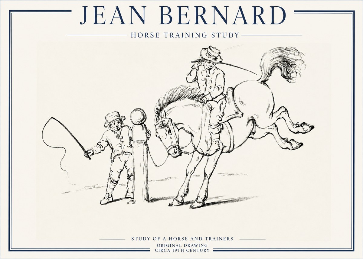Jean Bernard Horse Training Study No1 - Affiche