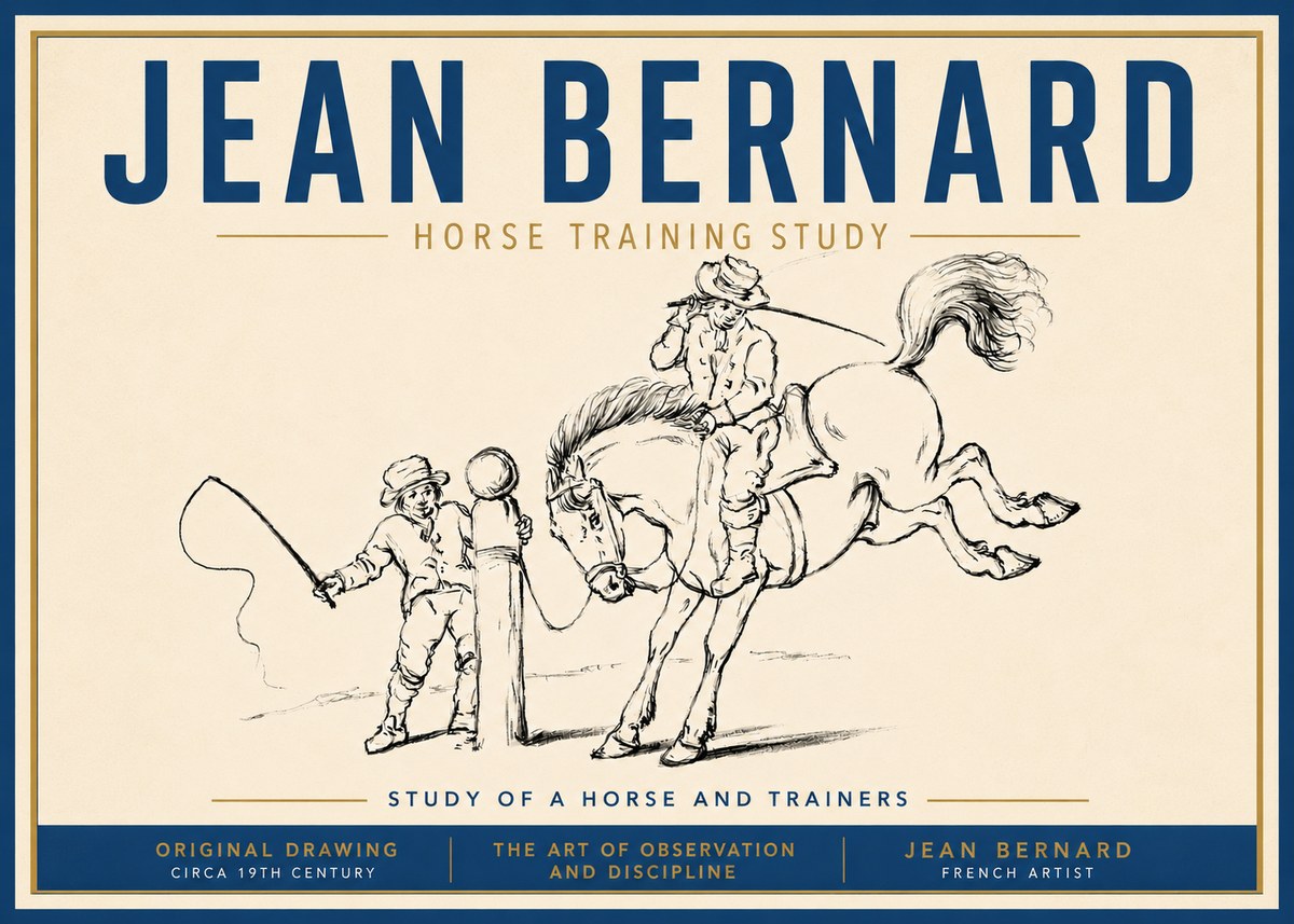Jean Bernard Horse Training Study No5 - Affiche