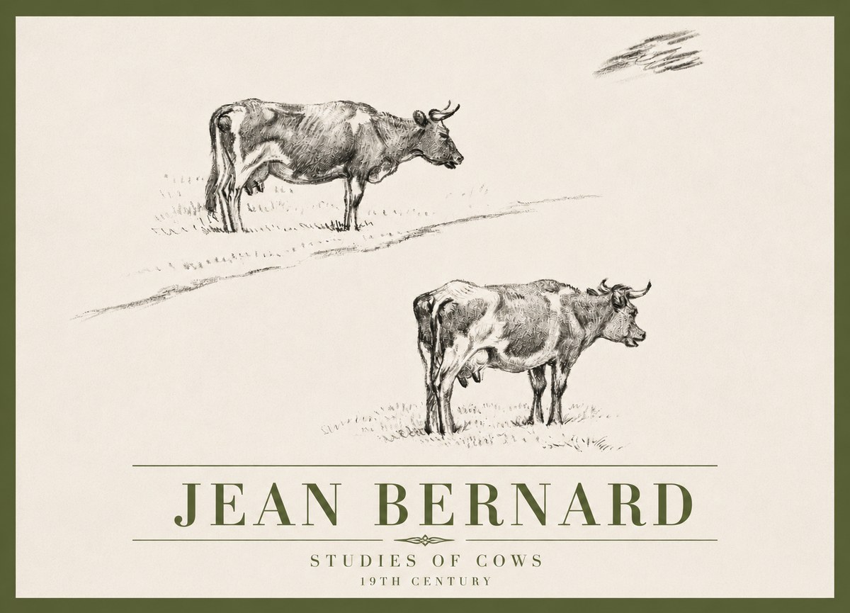 Jean Bernard Studies of Cows III No4 - Affiche