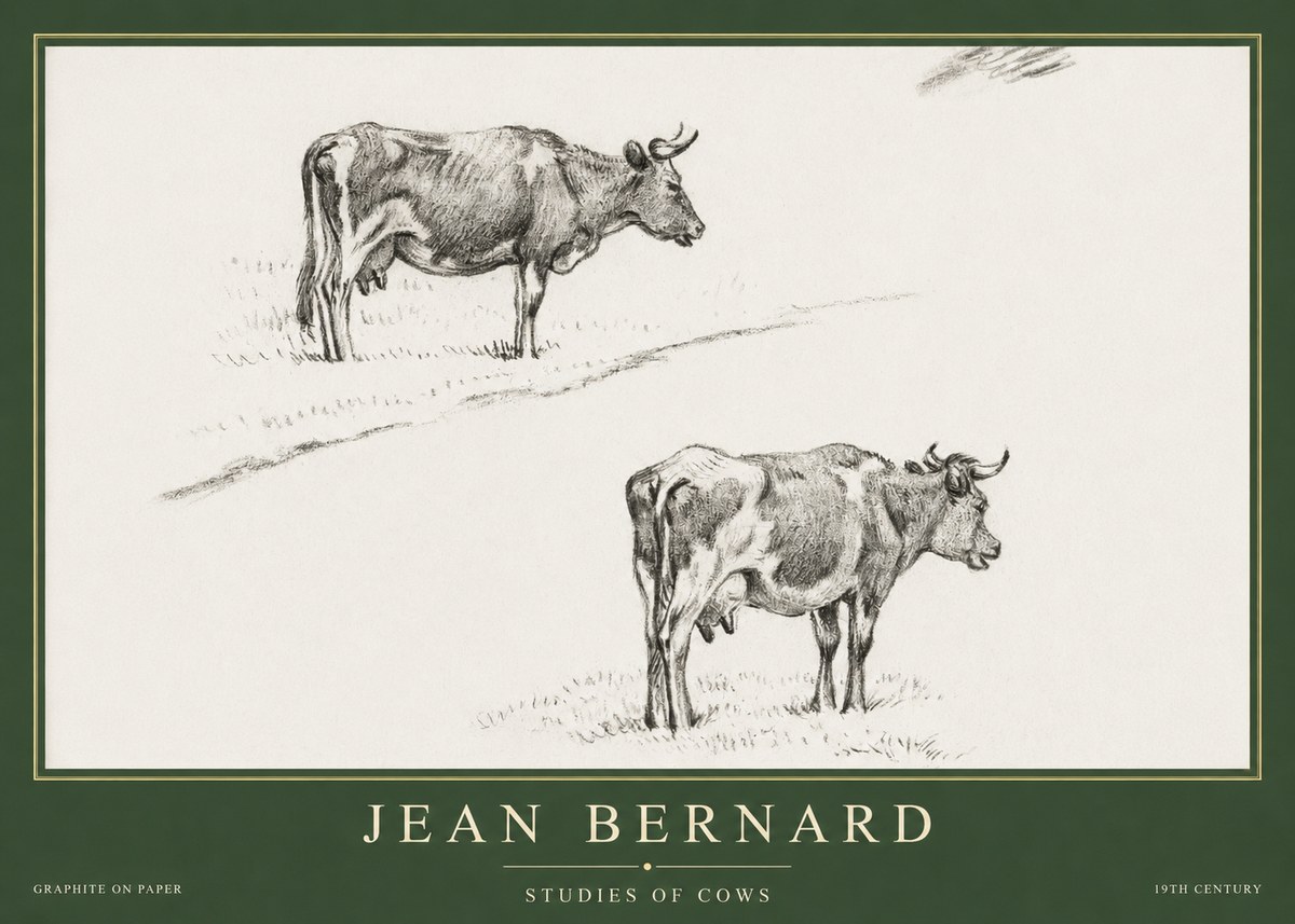 Jean Bernard Studies of Cows III No5 - Affiche