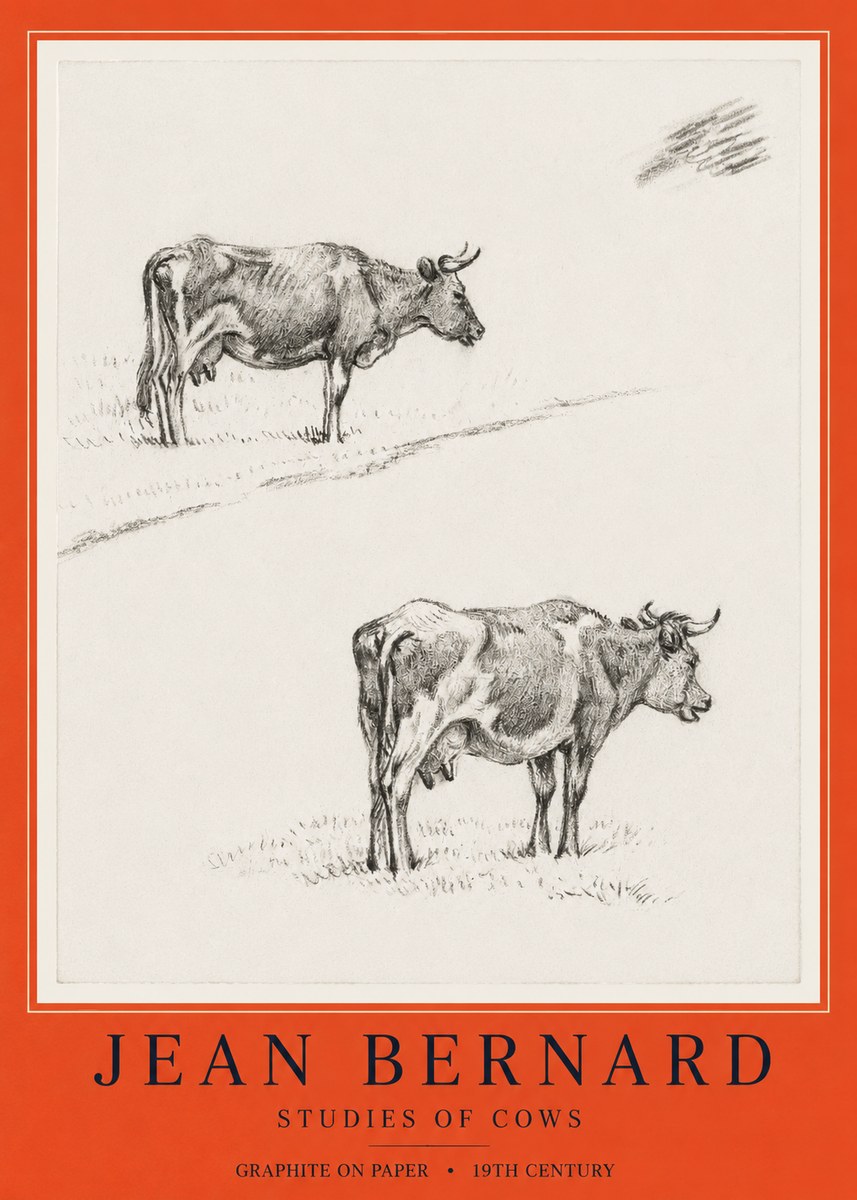 Jean Bernard Studies of Cows III No6 - Affiche