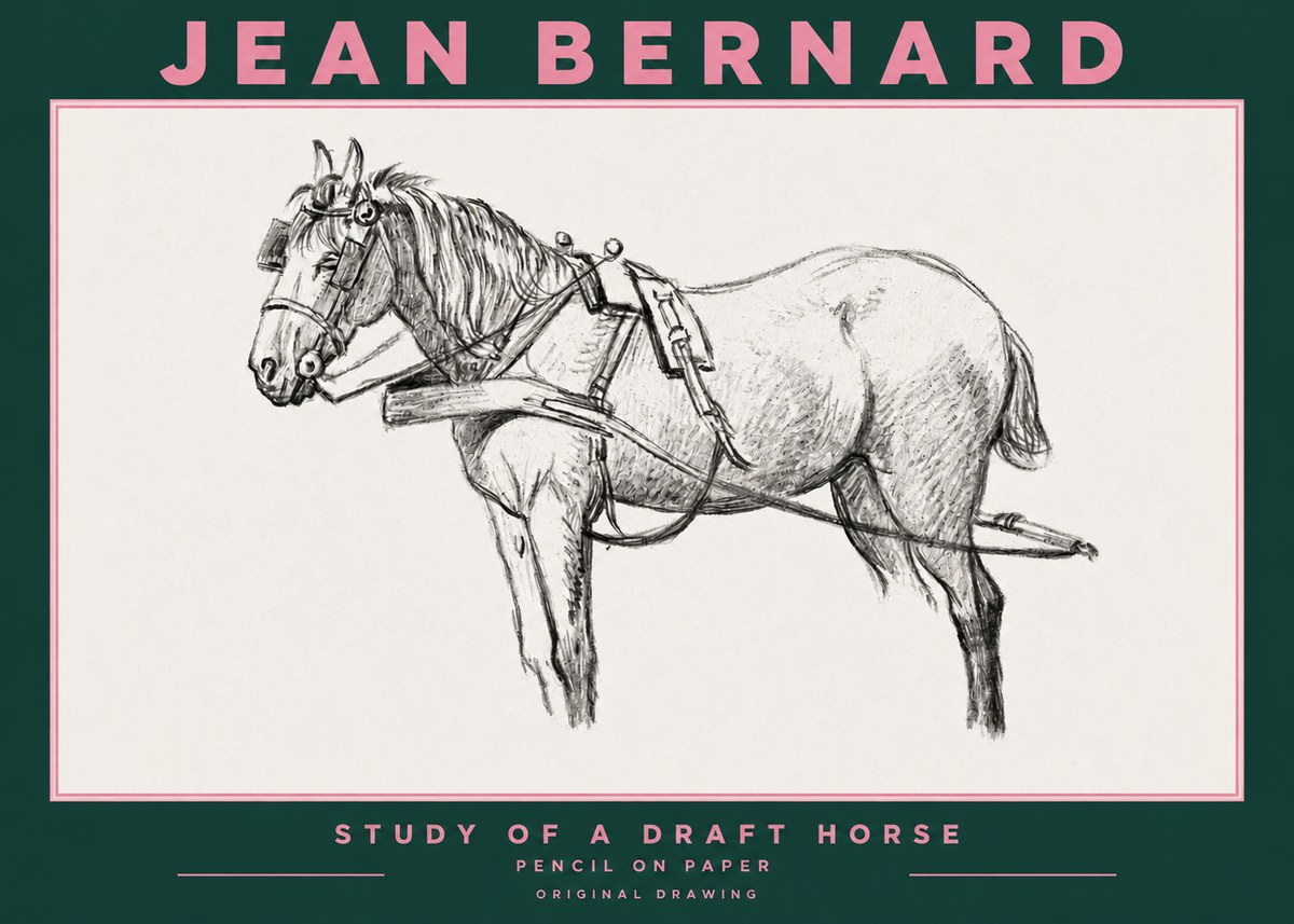 Jean Bernard Study of a Draft Horse I No3 - Affiche