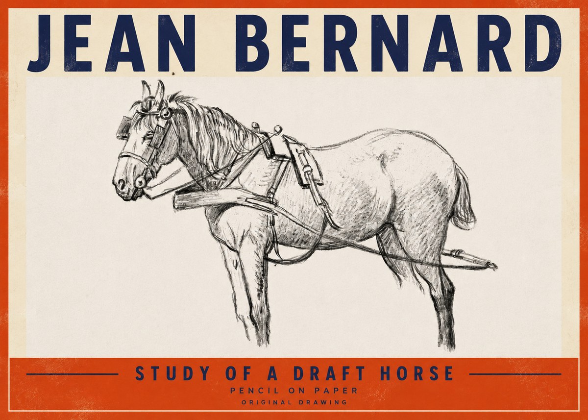 Jean Bernard Study of a Draft Horse I No4 - Affiche