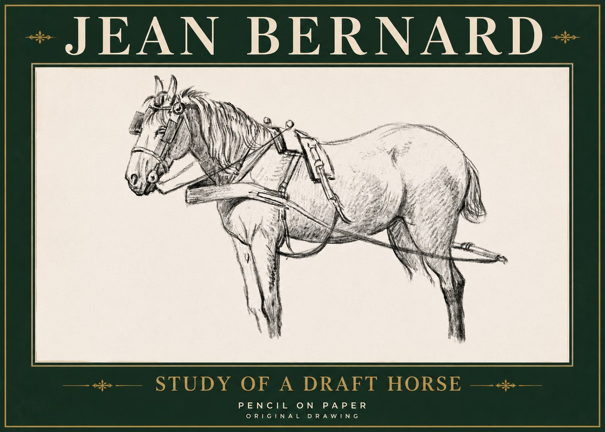 Jean Bernard Study of a Draft Horse I No5 - Affiche