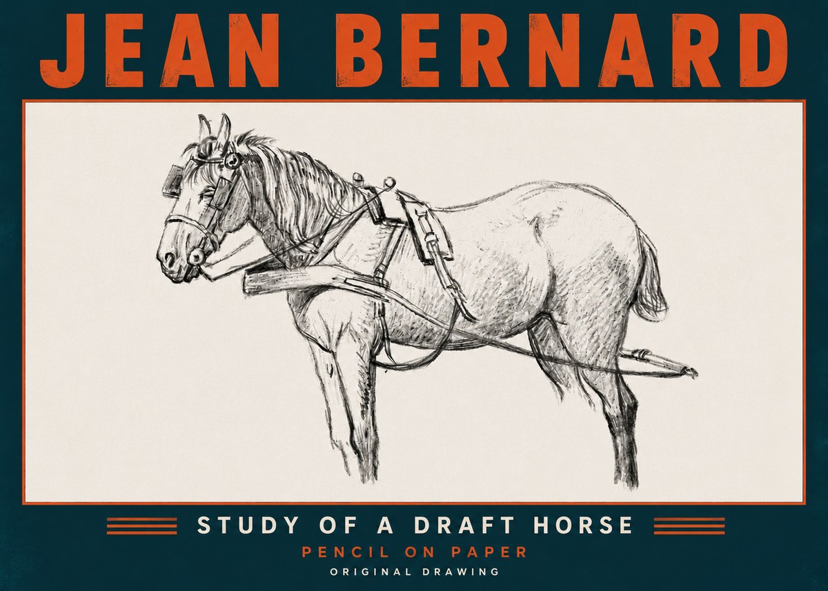 Jean Bernard Study of a Draft Horse I No6 - Affiche