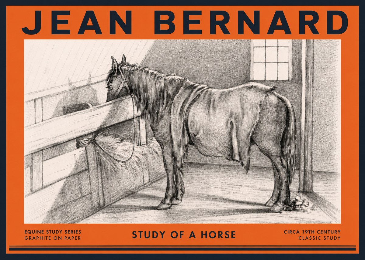 Jean Bernard Study of a Horse XIII No3 - Affiche
