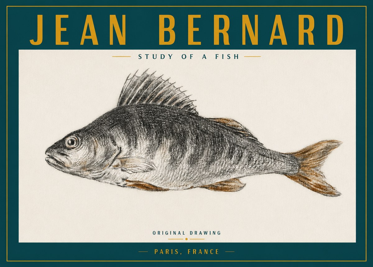 Jean Bernard Study of a Fish IV No3 - Affiche