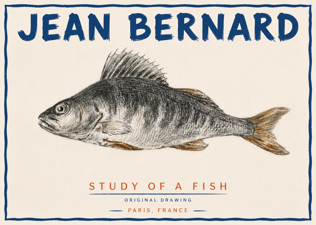 Jean Bernard Study of a Fish IV No4 - Affiche