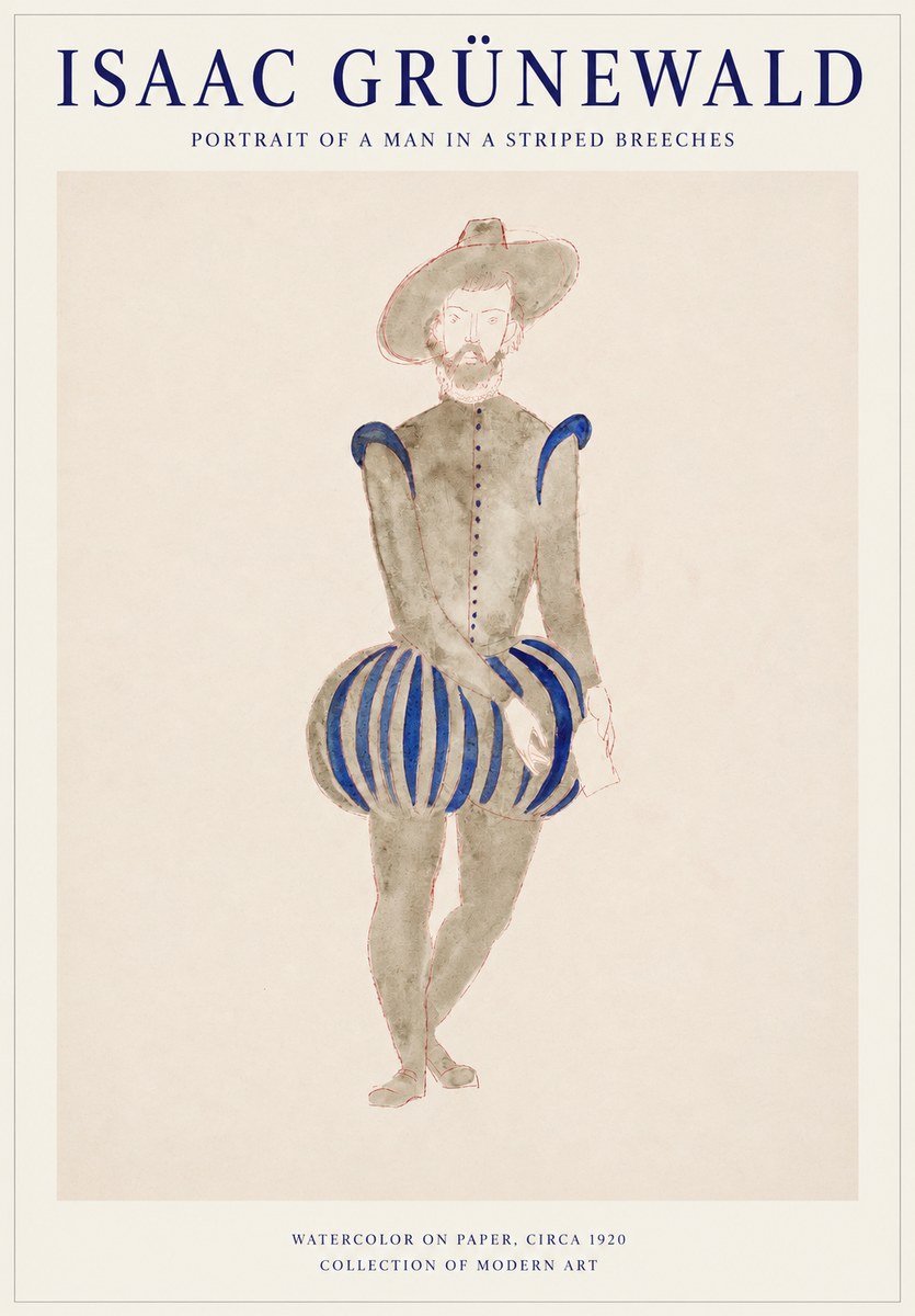 Isaac Grünewald Portrait of a Man in a Striped Breeches No1 - Affiche