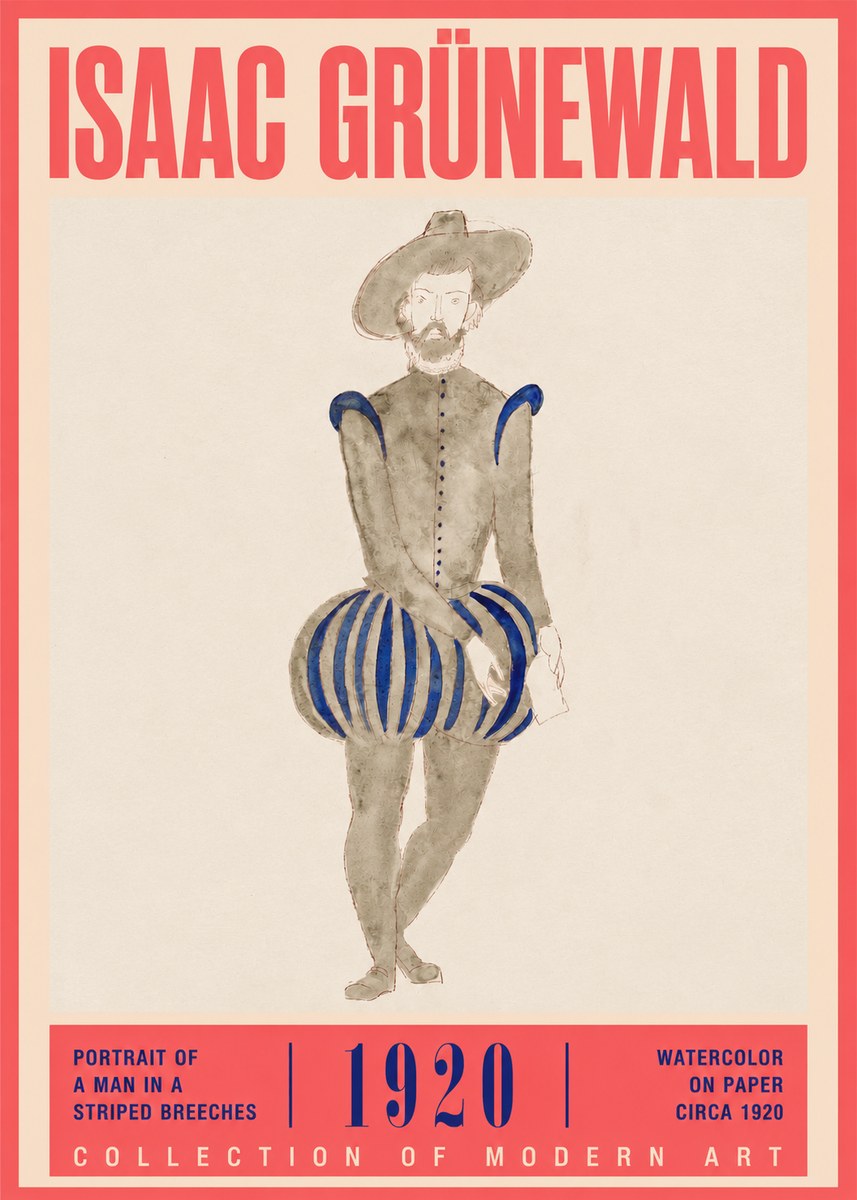 Isaac Grünewald Portrait of a Man in a Striped Breeches No2 - Affiche