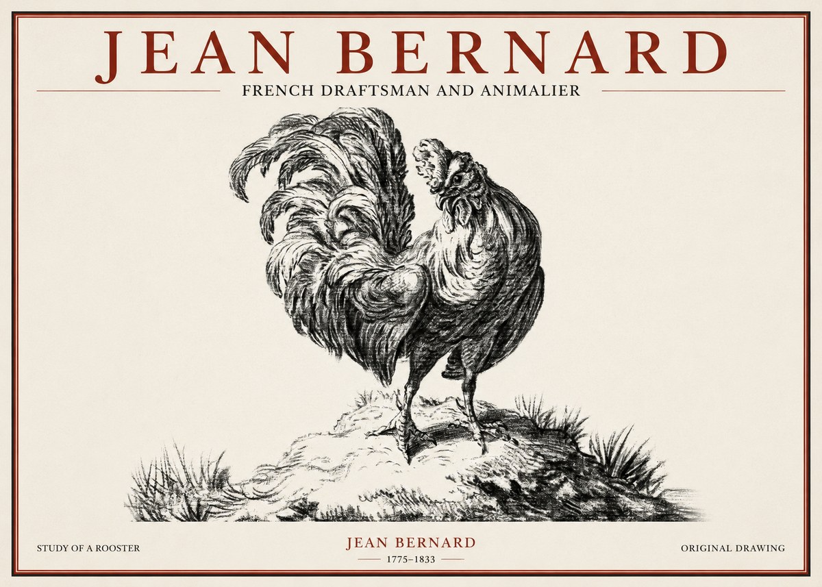 Jean Bernard Study of a Rooster No1 - Affiche