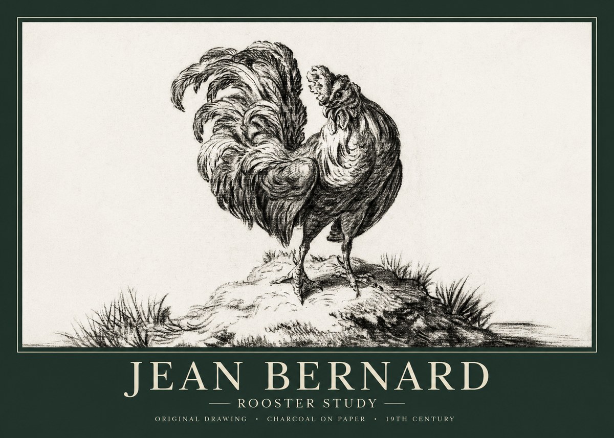 Jean Bernard Study of a Rooster No2 - Affiche