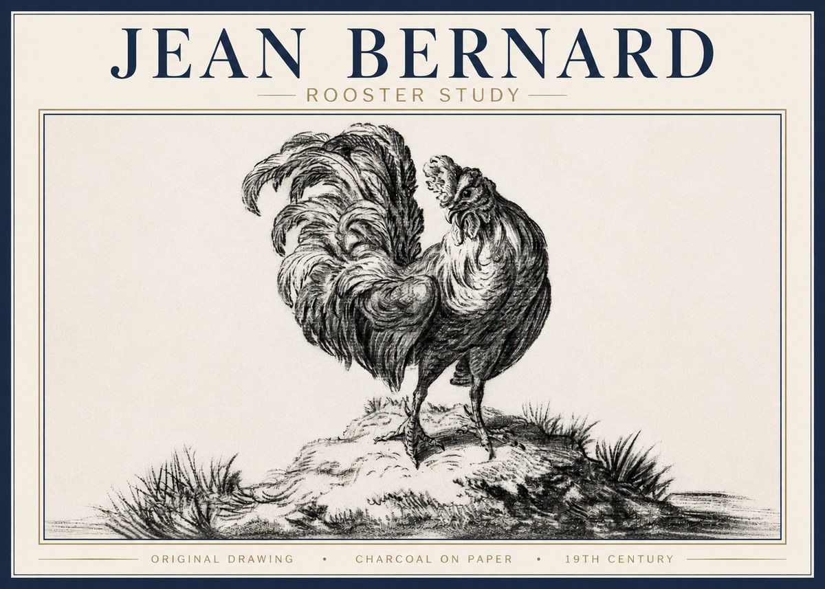 Jean Bernard Study of a Rooster No4 - Affiche