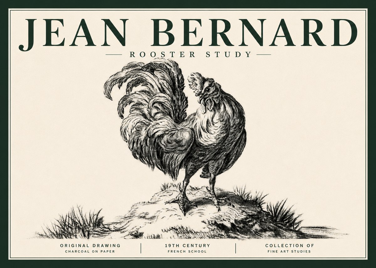Jean Bernard Study of a Rooster No5 - Affiche