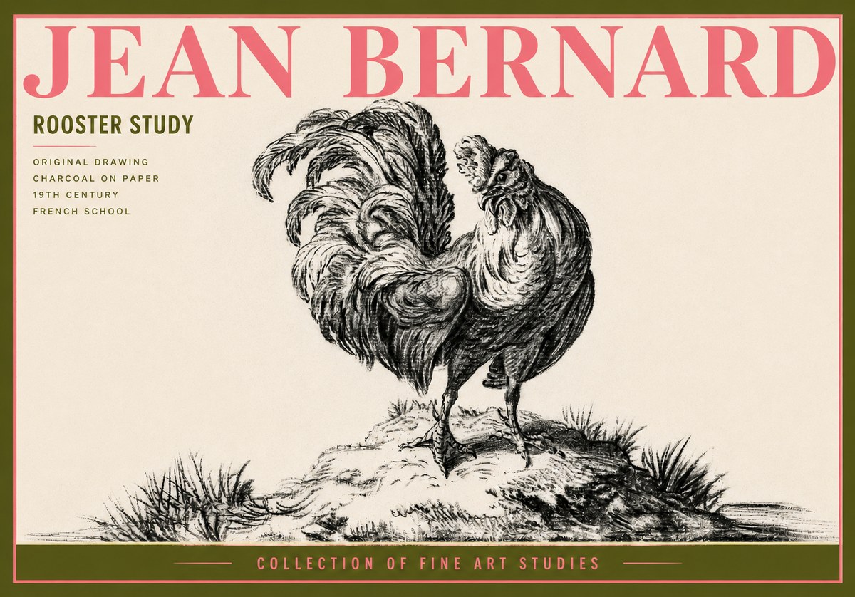 Jean Bernard Study of a Rooster No6 - Affiche