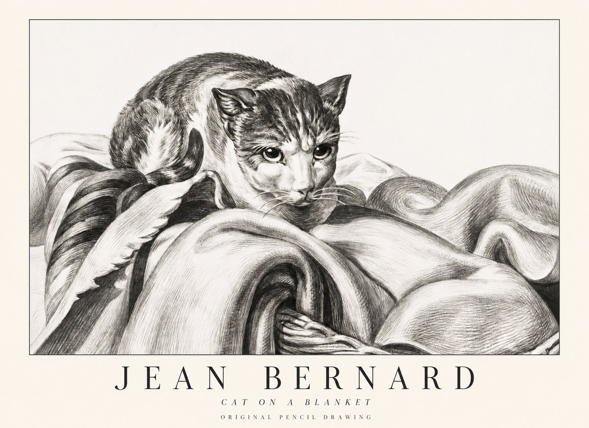 Jean Bernard Cat on a Blanket No1 - Affiche