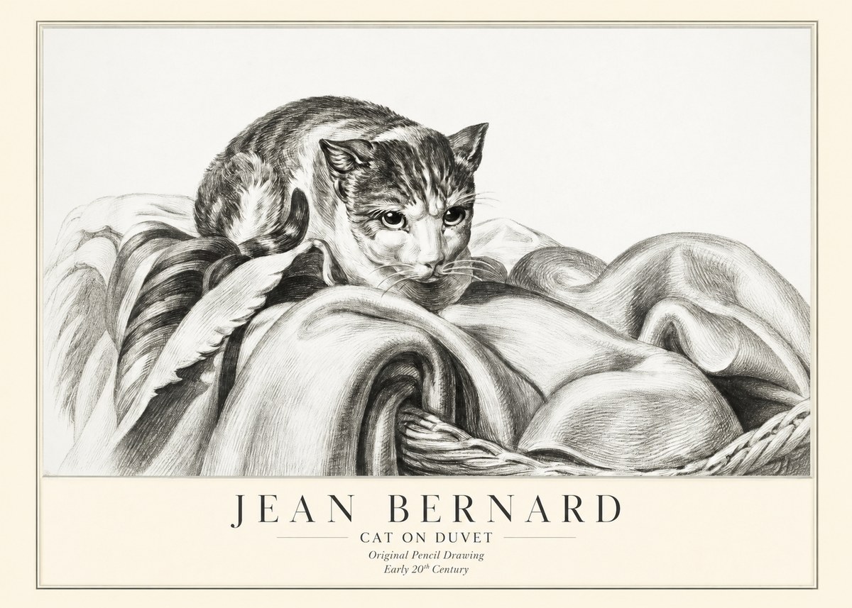 Jean Bernard Cat on a Blanket No3 - Affiche