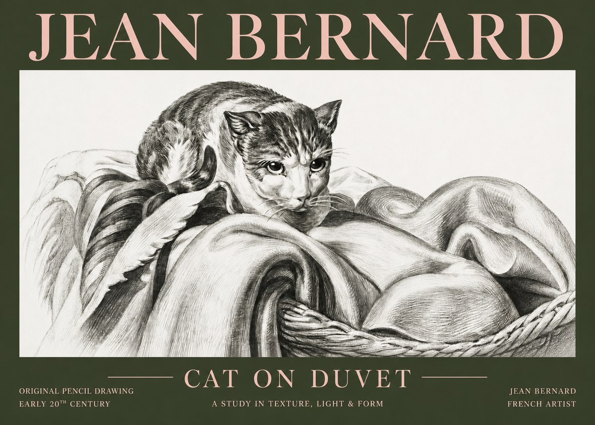 Jean Bernard Cat on a Blanket No5 - Affiche