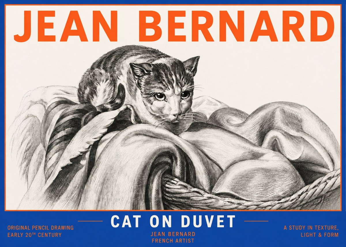 Jean Bernard Cat on a Blanket No6 - Affiche