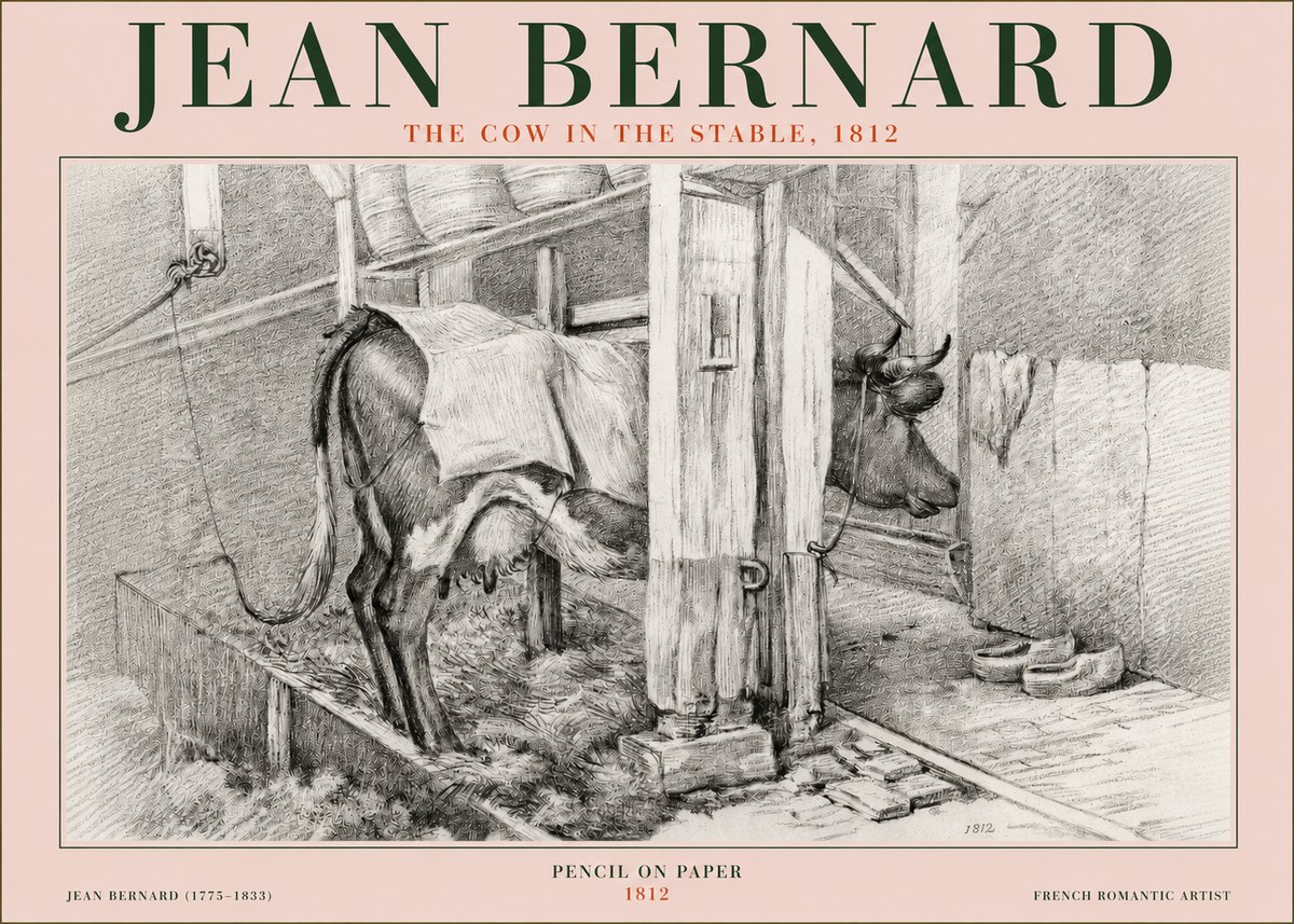 Jean Bernard The Cow in the Stable No3 - Affiche