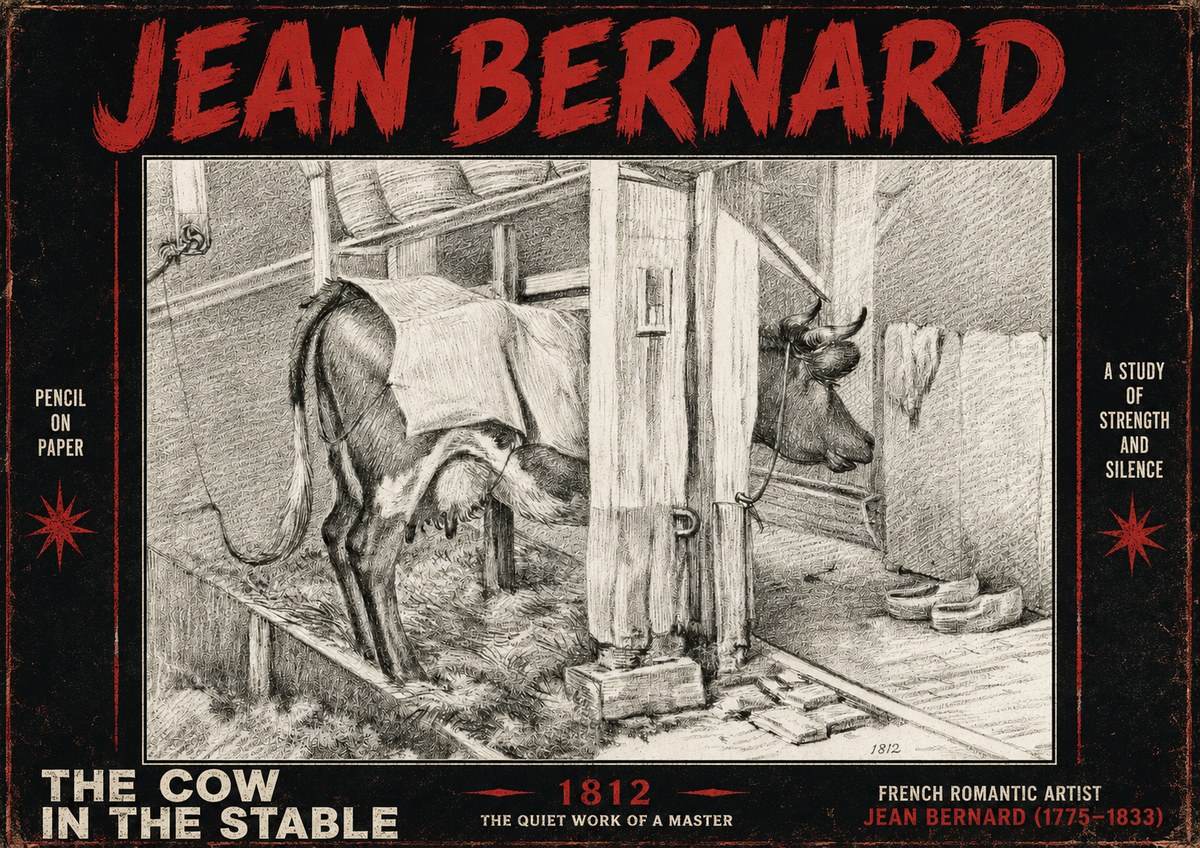 Jean Bernard The Cow in the Stable No4 - Affiche