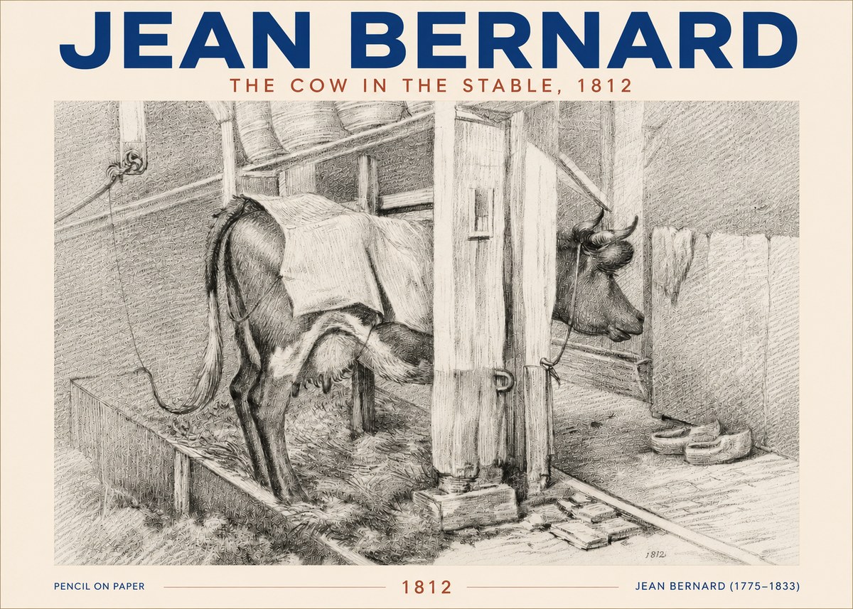 Jean Bernard The Cow in the Stable No5 - Affiche